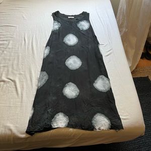 LACAUSA black tie dye dot print sheer tank mini dress